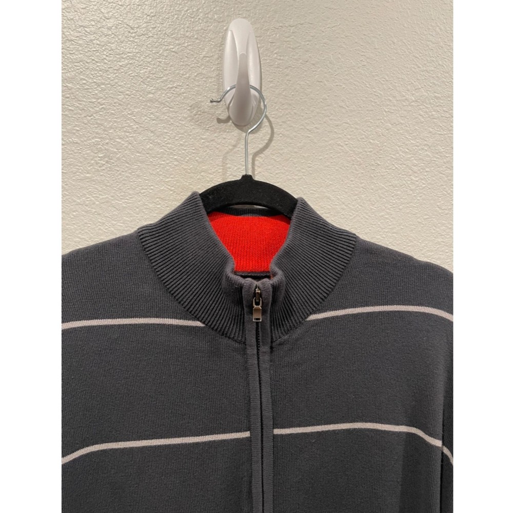 CUTTER & BUCK Grey White Striped Full Zip Jacket - Picture 3 of 4